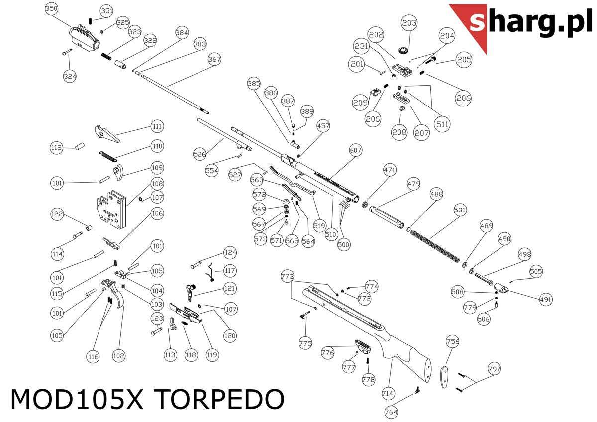 Śruba kontrująca mocująca osadę do Hatsan MOD 55S-155, Dominator 200, Proxima (774)
