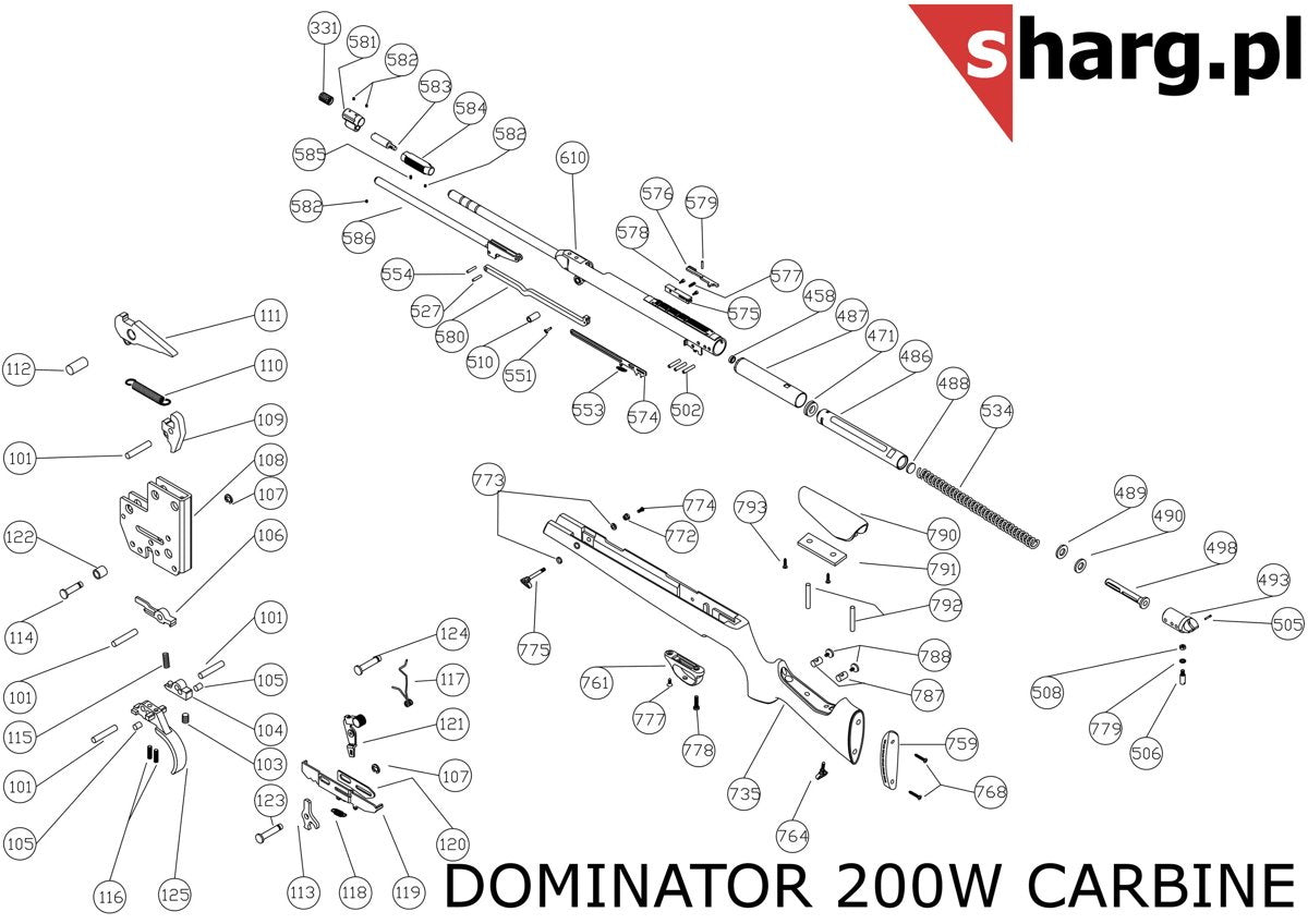 Śruba mocująca kabłąk tylna do Hatsan MOD 33-155, Dominator 200, Striker, Proxima (778)
