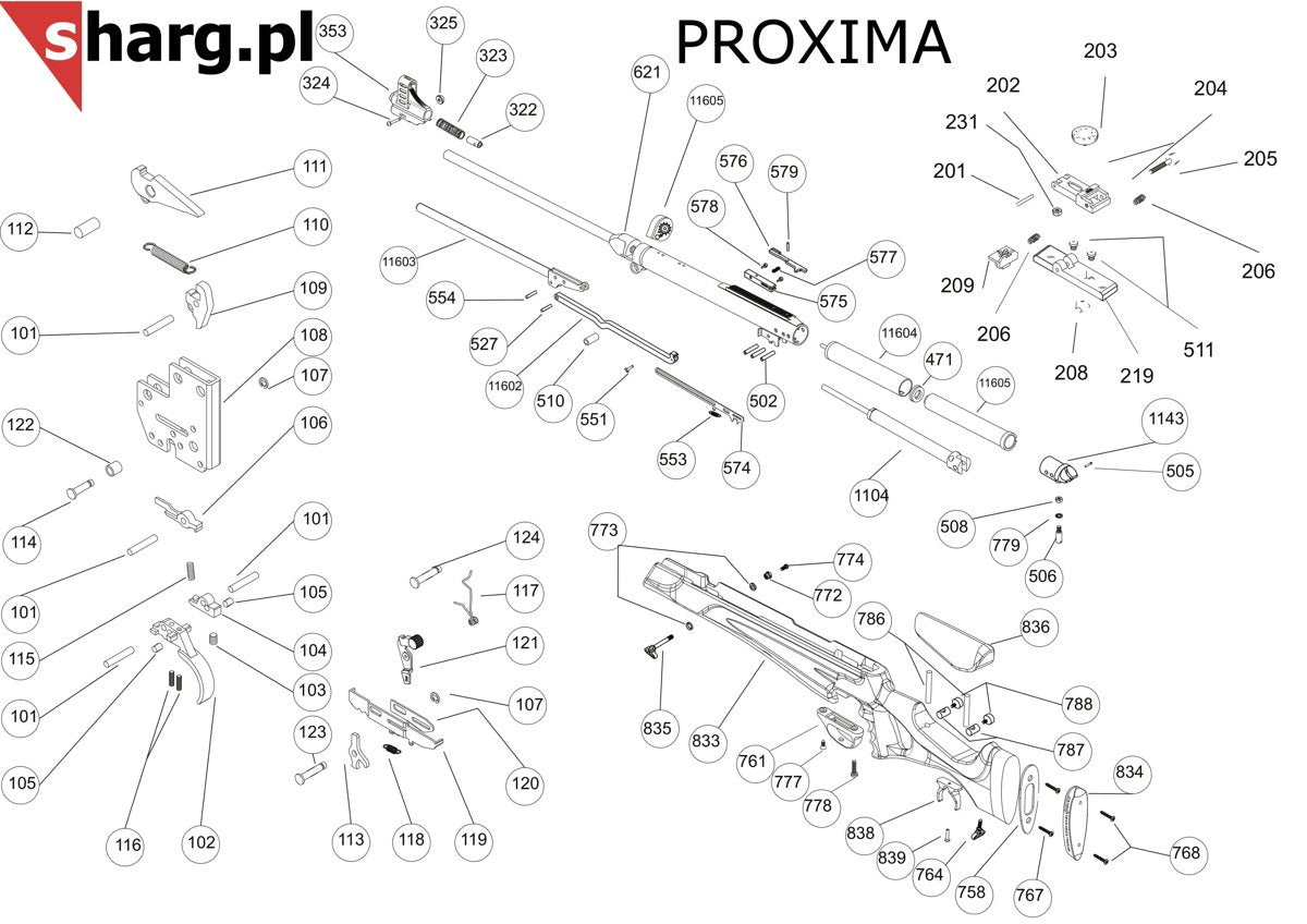 Śruba mocująca kabłąk tylna do Hatsan MOD 33-155, Dominator 200, Striker, Proxima (778)
