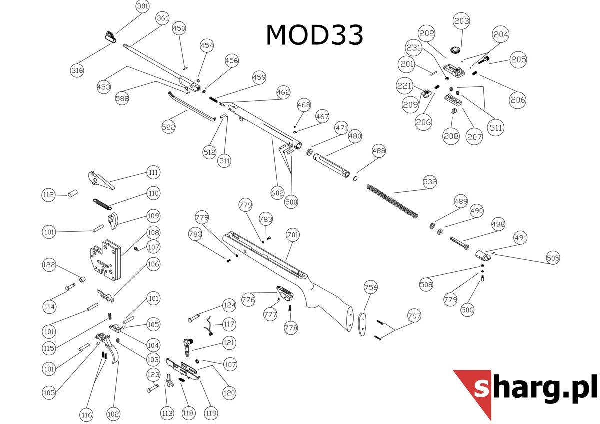 Śruba mocująca kostkę lufy do Hatsan MOD 25-99, Striker (512)