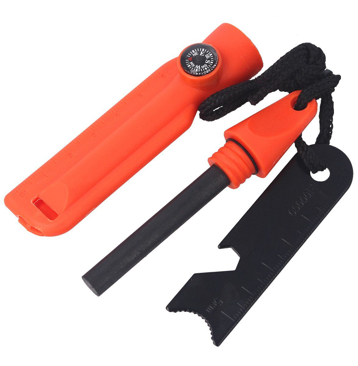 Barbaric Fire Starter Tinder with Compass, Orange Whistle (39135-NA)