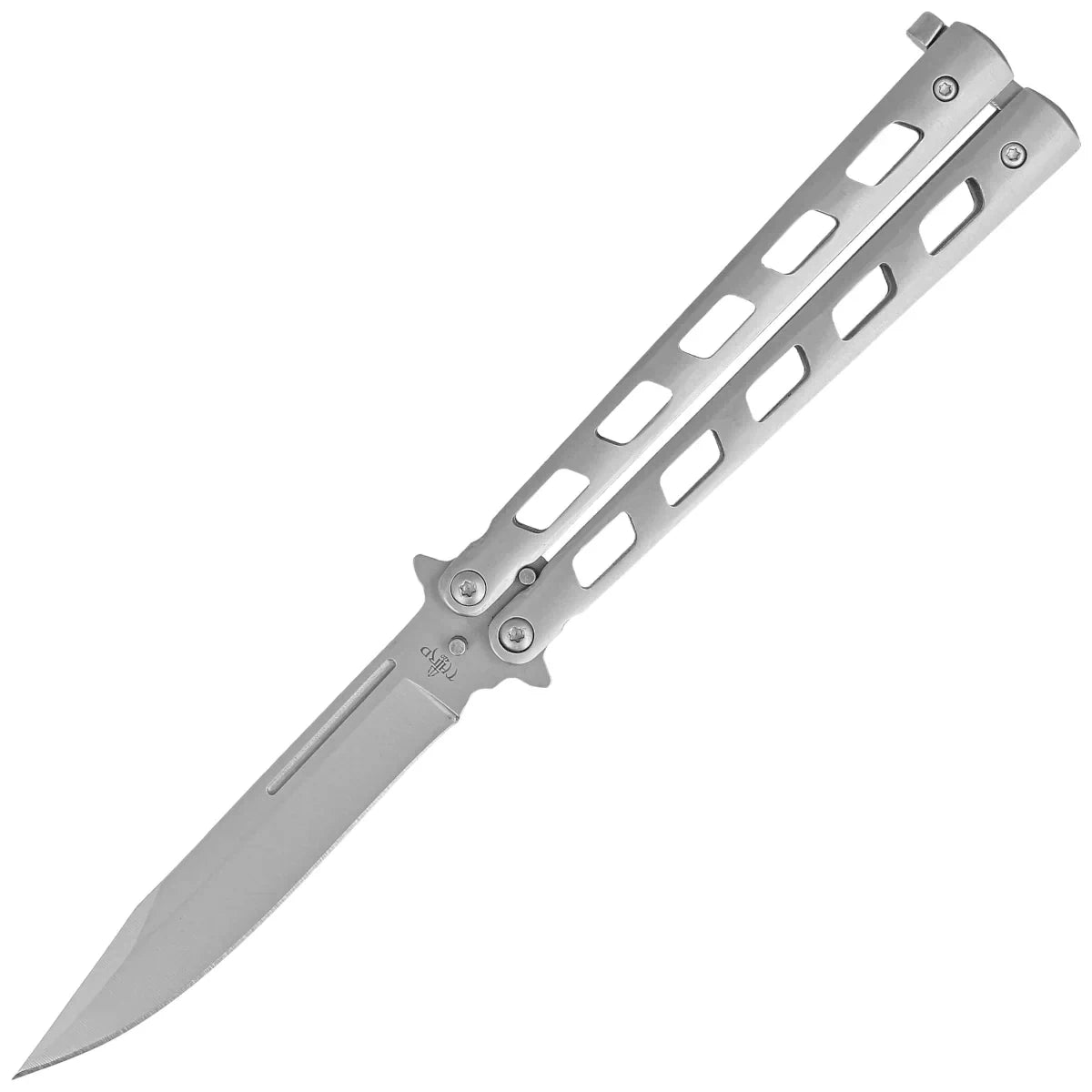 Third Decor Habitat Balisong Knife Grey Stainless Steel, Satin 420 (10967)