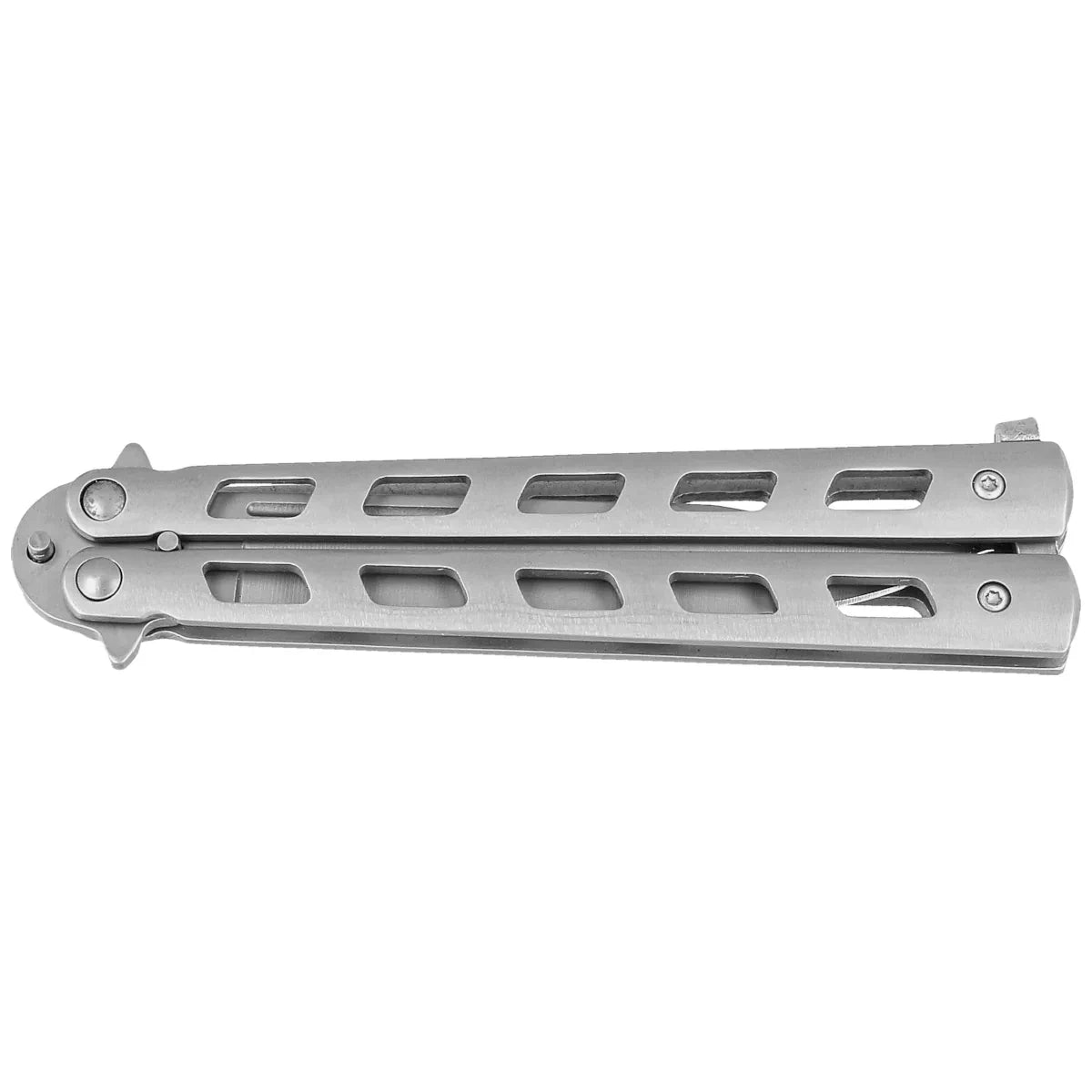 Third Decor Habitat Balisong Knife Grey Stainless Steel, Satin 420 (10967)