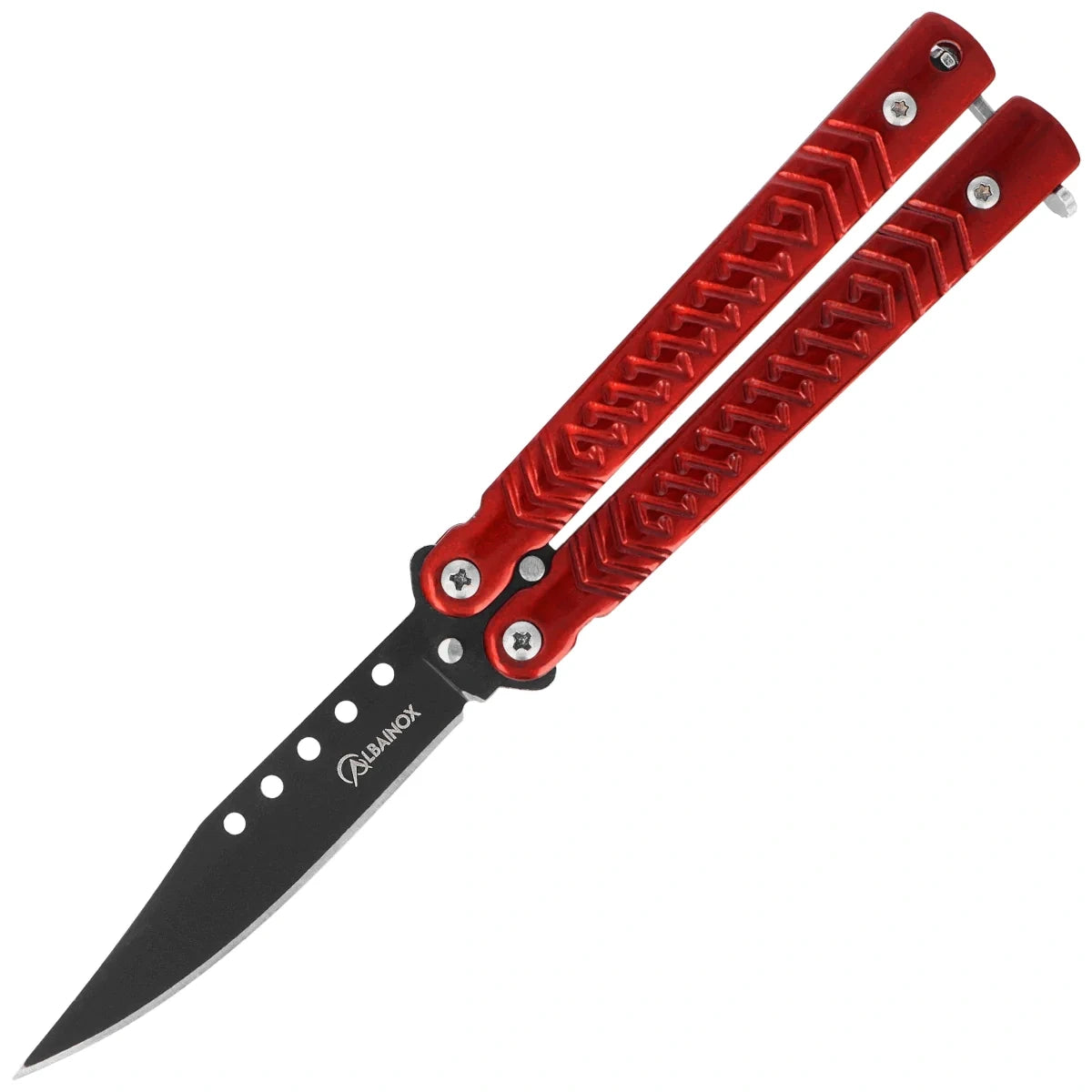 Martinez Albainox Balisong Knife Steel-Bright Red, Bright Black 3Cr13Mov (02226)
