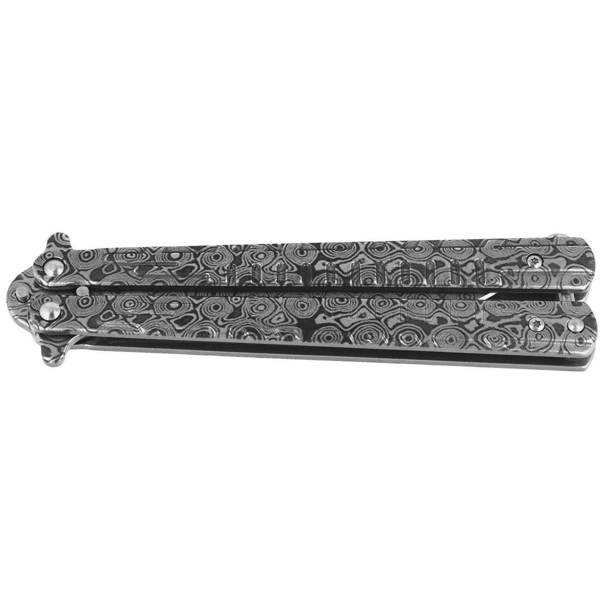 Martinez Albainox Balisong Knife 3D Damascus Pattern Steel, 3D Damascus Pattern 3Cr13Mov (02218)