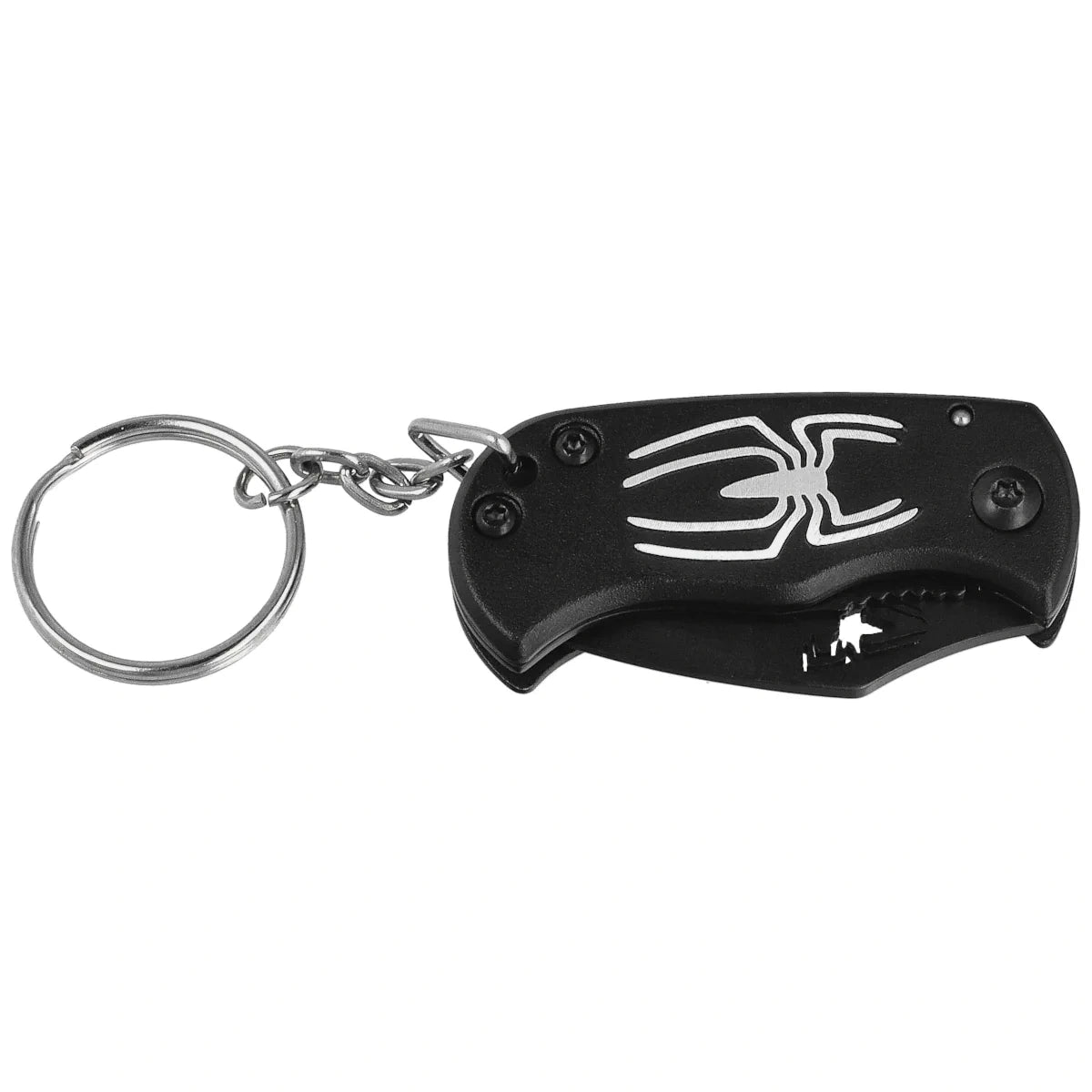 Third Decor Habitat Spider Knife Keychain Black Aluminum, Black 420 (N201A)