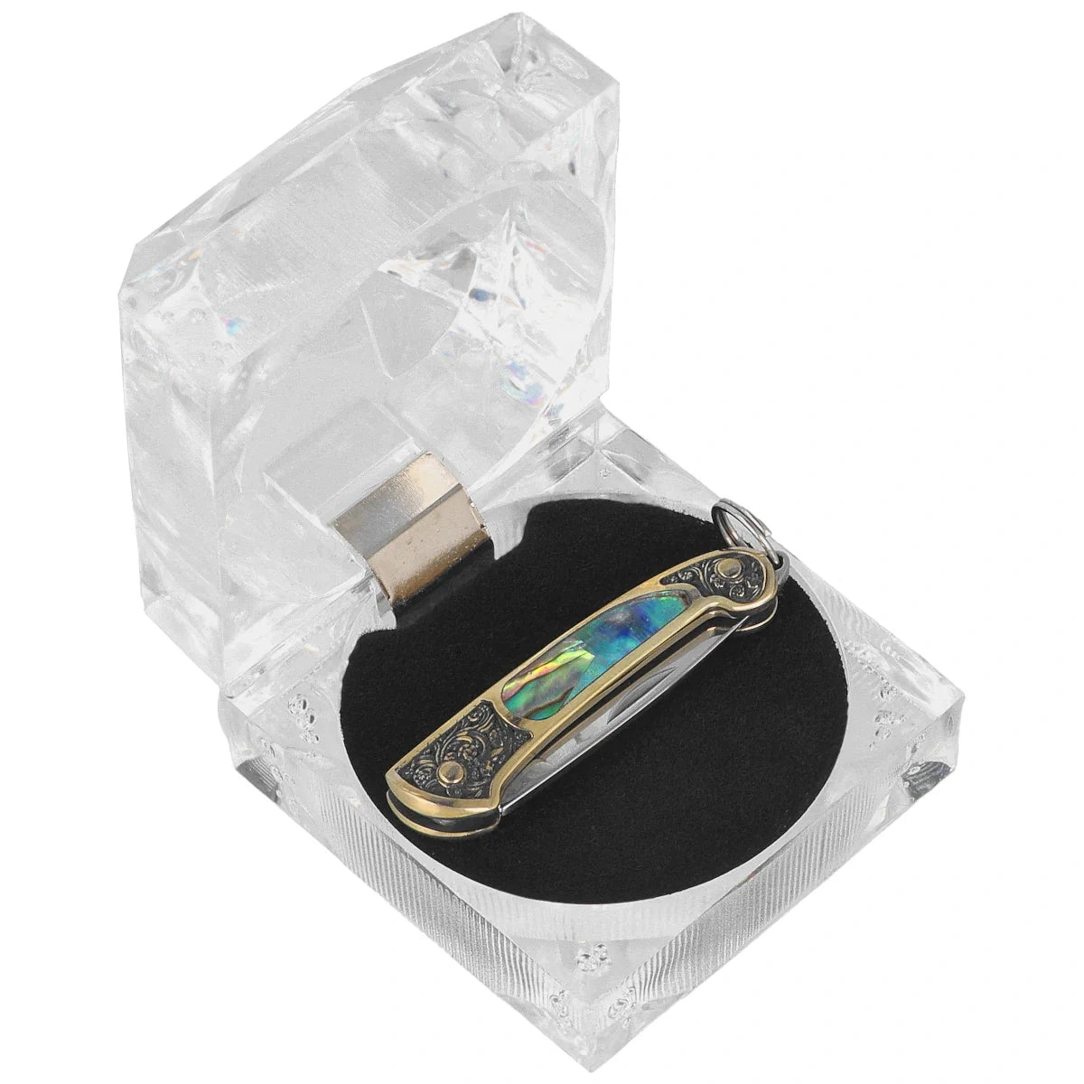 Third Decor Habitat Miniature Knife Brass/Abalone, Mirror Polished 420 (N89-7)