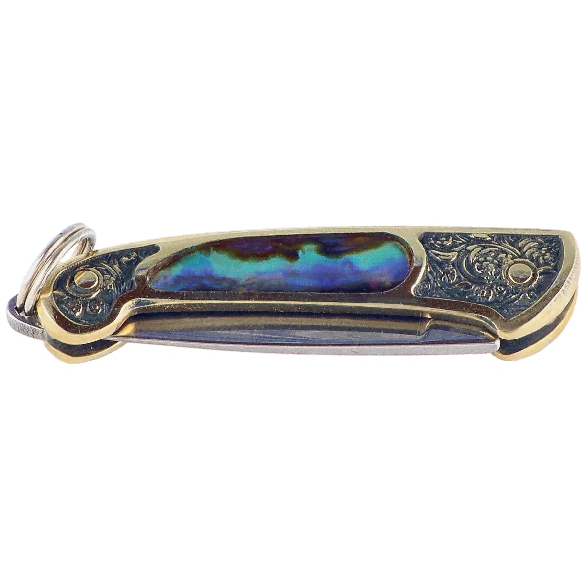 Third Decor Habitat Miniature Knife Brass/Abalone, Mirror Polished 420 (N89-7)