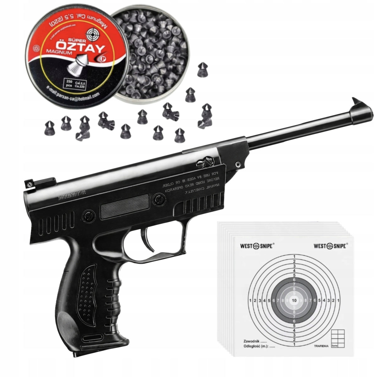 PISTOLET WIATRÓWKA KRÓTKA ŁAMANY S3 KAL 5,5MM SPRĘŻYNOWA MOCNA ZESTAW!