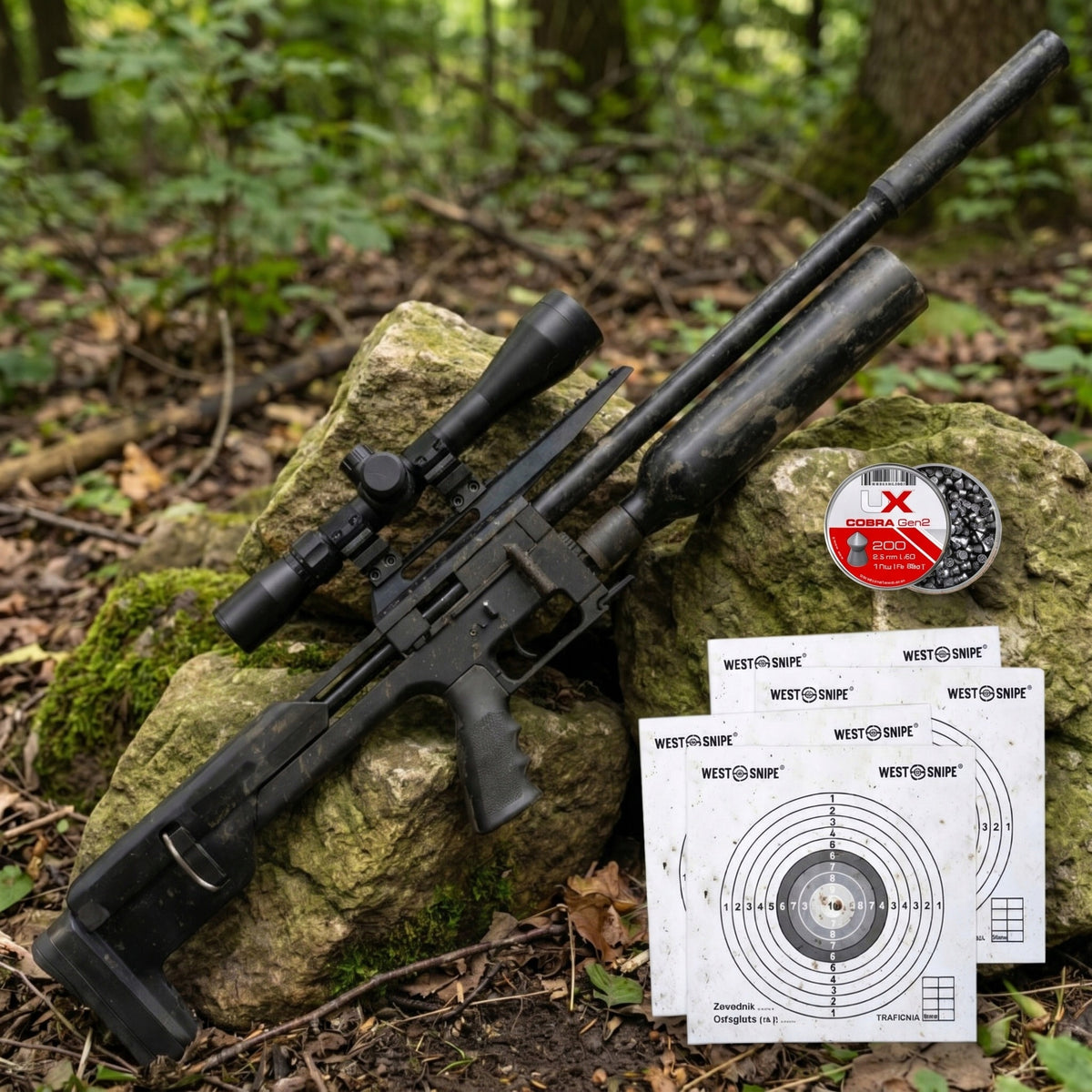 WIATRÓWKA PNEUMATYCZNA KARABINEK NA ŚRUT M60B PCP 5,5mm ZESTAW ŚRUTY <17J